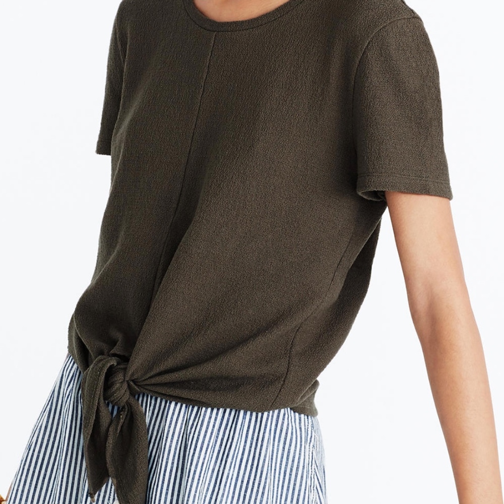 Madewell Modern Tie Front Tee - NWT, black, XS - Picture 3 of 3